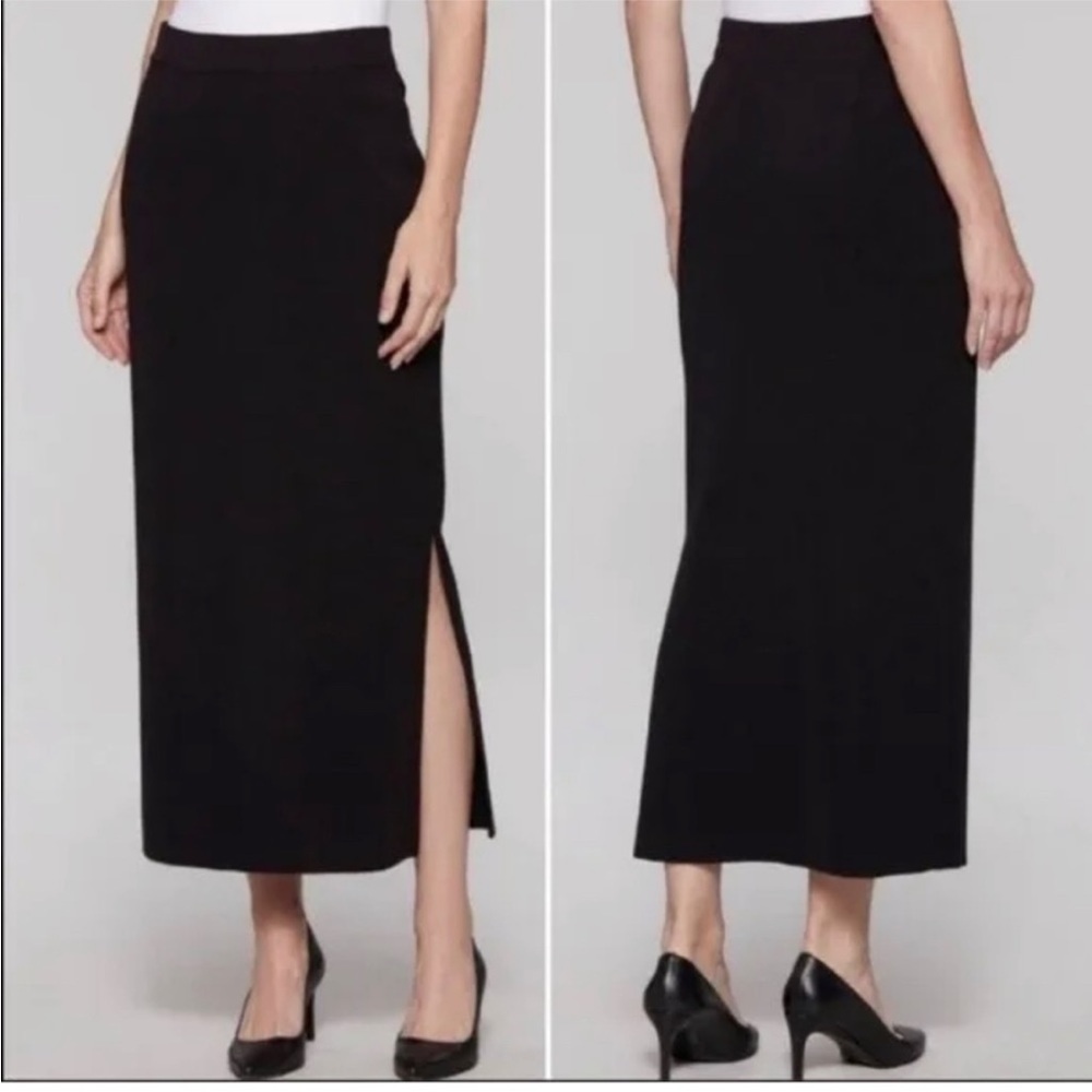 St. John Basics Santana Knit Black Side Slit Maxi Skirt Woman’s 6